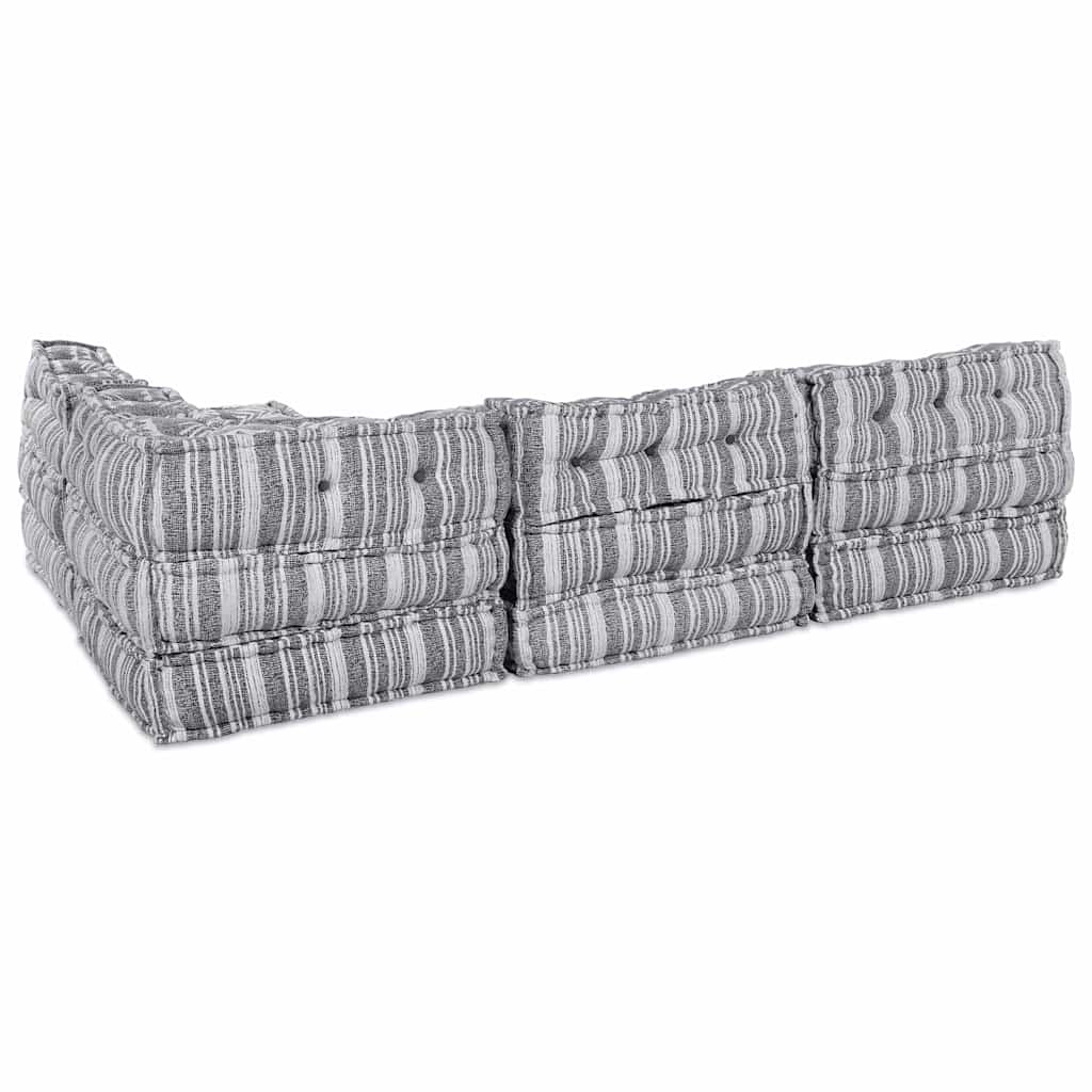 4-vietis modulinis pufas-sofa, konvertuojamas, šviesiai pilkos medžiagos