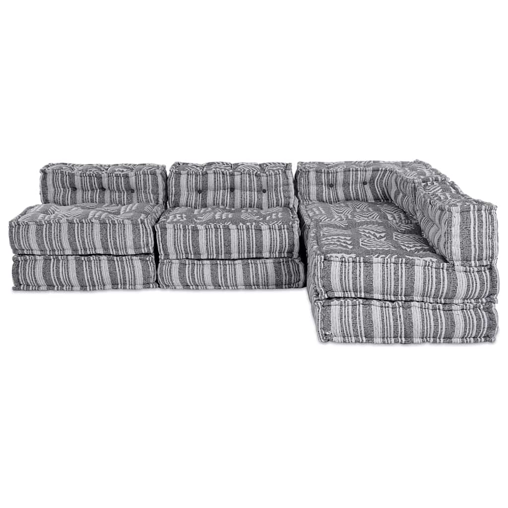 4-vietis modulinis pufas-sofa, konvertuojamas, šviesiai pilkos medžiagos