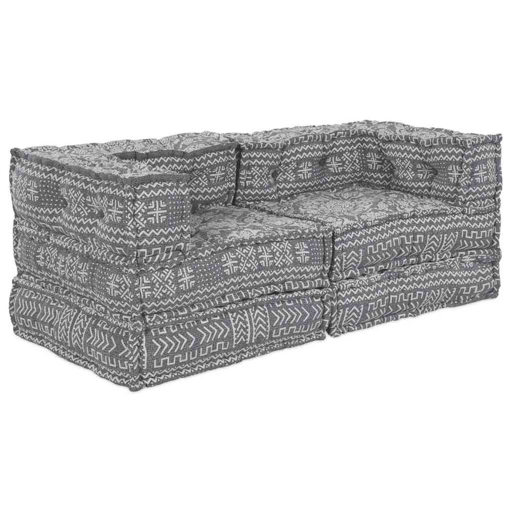 2 vietų modulinis pufas-sofa, keičiamas, šviesiai pilkos spalvos