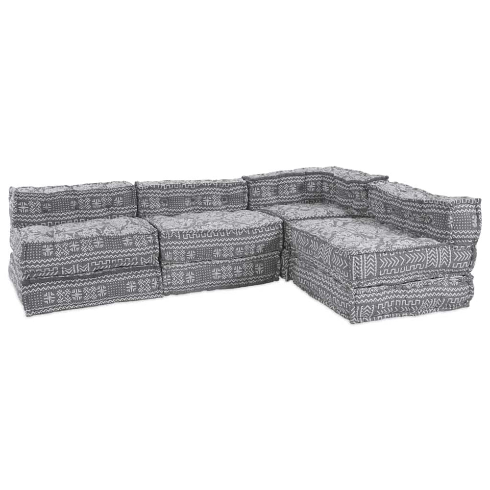 4-vietis modulinis pouf sofa, konvertuojamas, šviesiai pilkos spalvos