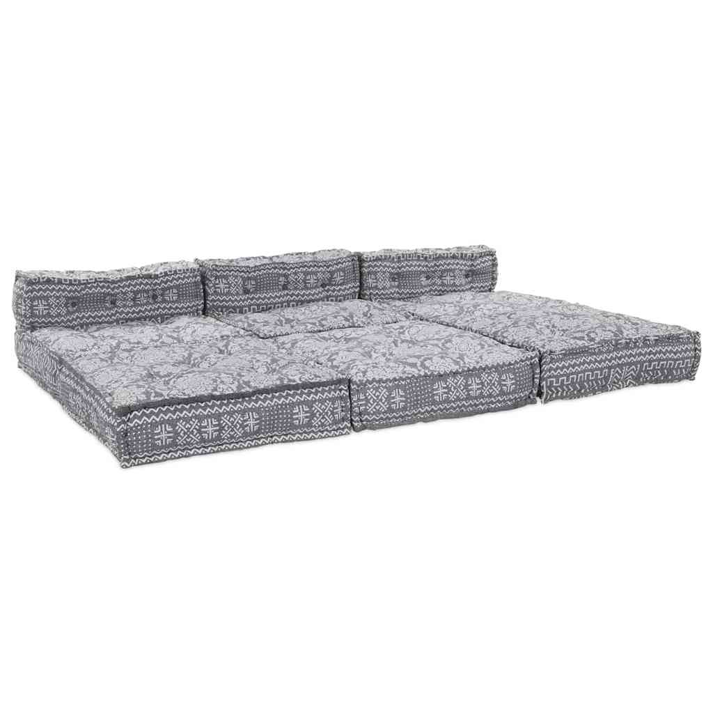 4-vietis modulinis pouf sofa, konvertuojamas, šviesiai pilkos spalvos