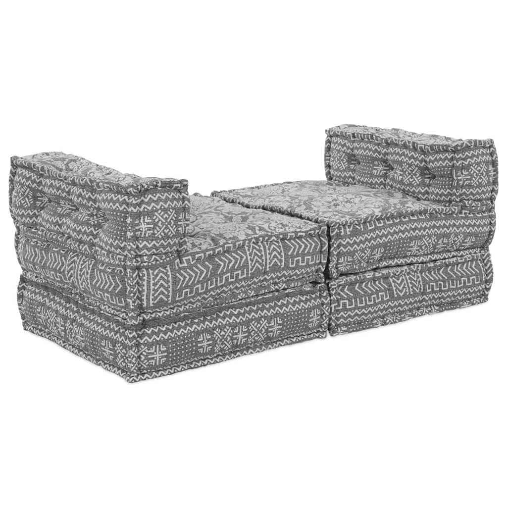 4-vietis modulinis pouf sofa, konvertuojamas, šviesiai pilkos spalvos