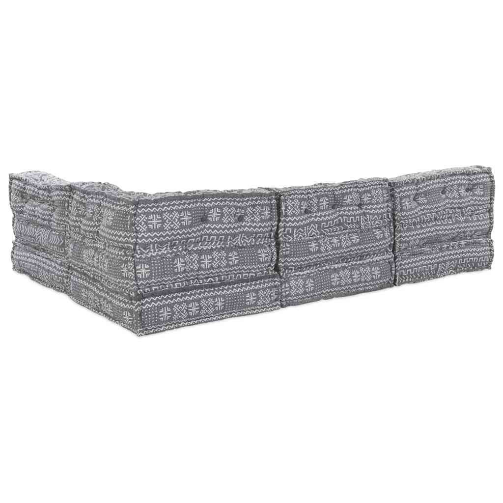 4-vietis modulinis pouf sofa, konvertuojamas, šviesiai pilkos spalvos