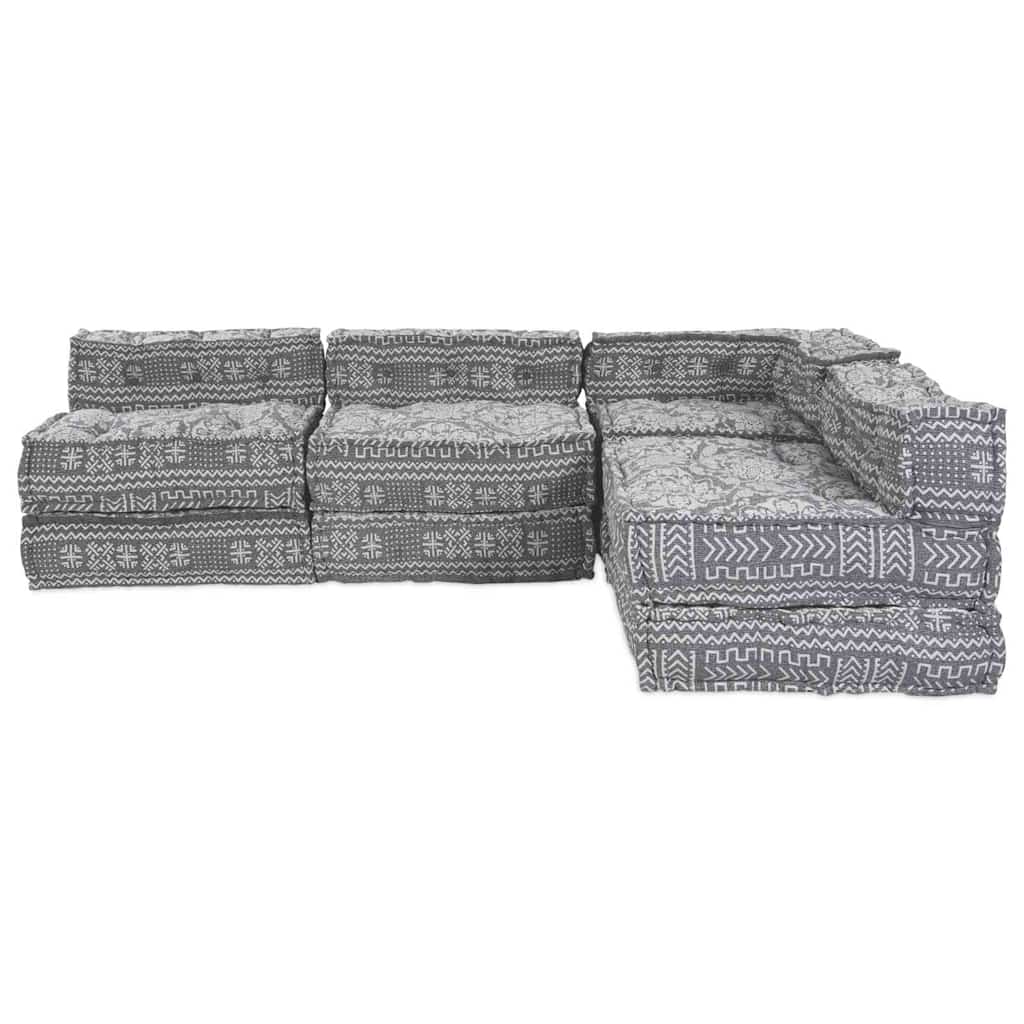 4-vietis modulinis pouf sofa, konvertuojamas, šviesiai pilkos spalvos