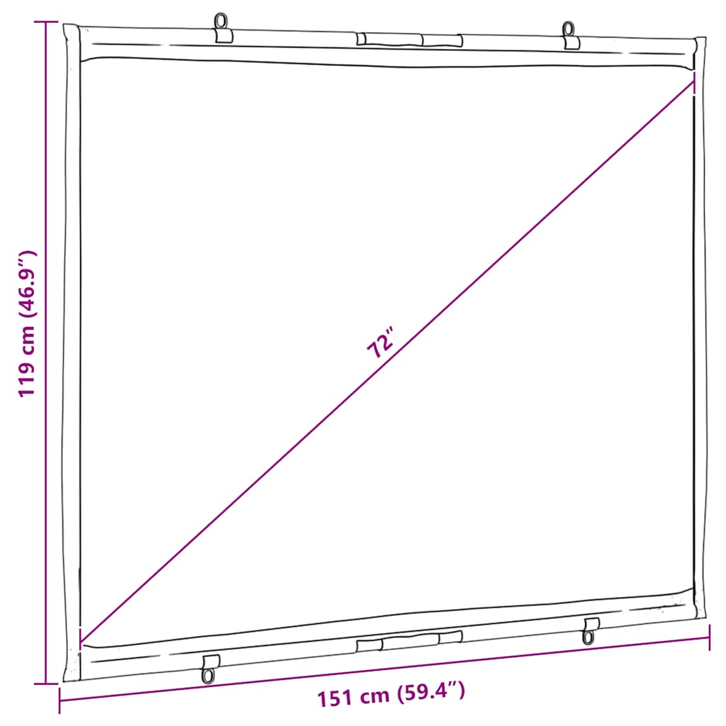 Projector Screen Hanging 72 inch 4:3