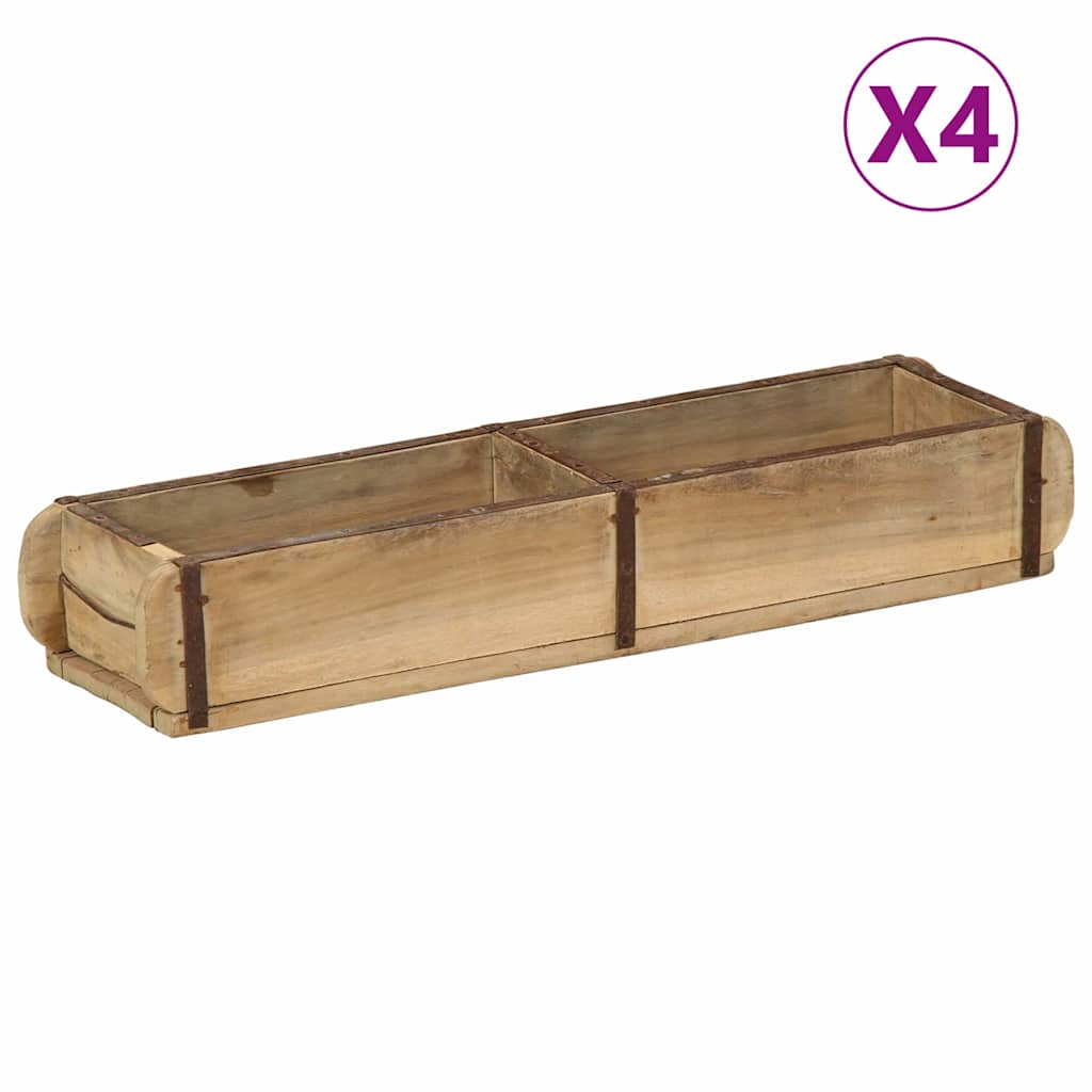 Tray 4 pcs Brown 57 x 15 x 9 cm Solid reclaimed wood