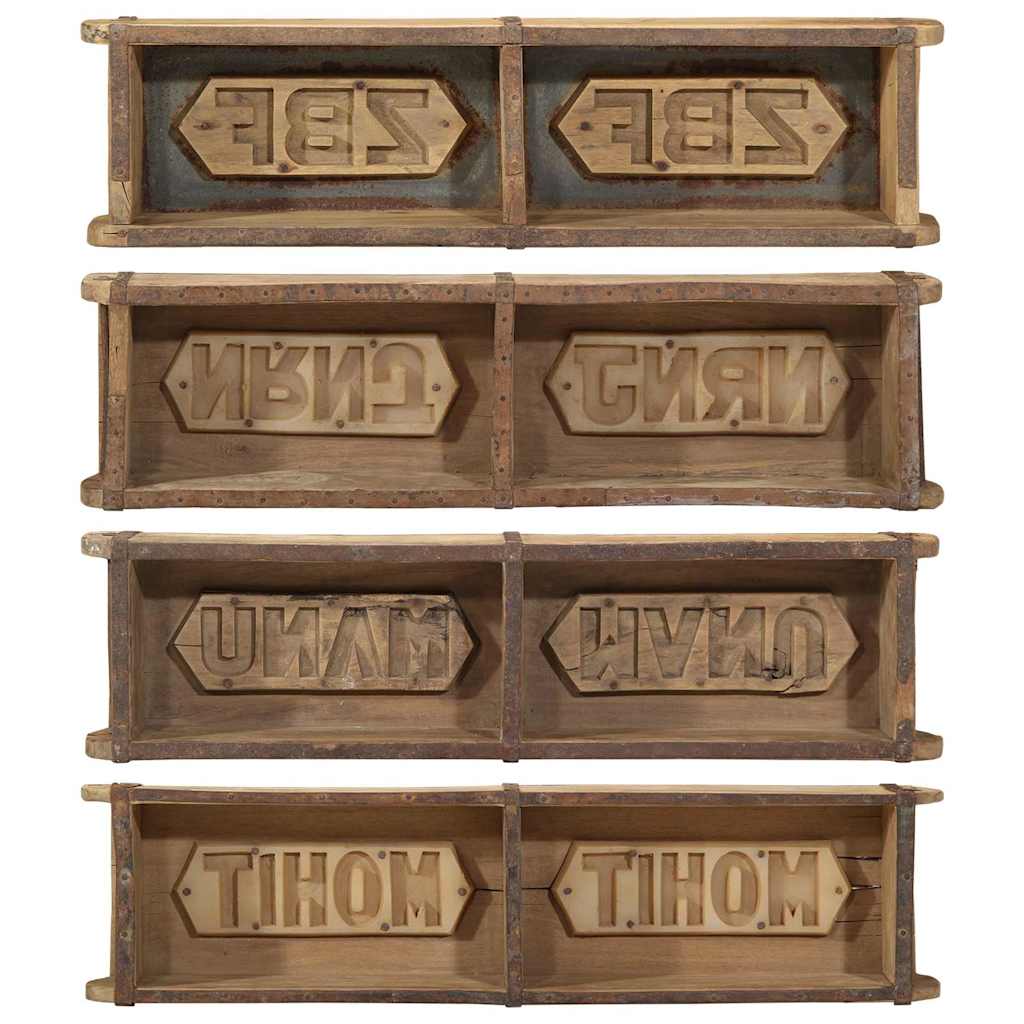Tray 4 pcs Brown 57 x 15 x 9 cm Solid reclaimed wood