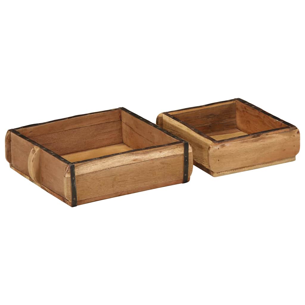 Padėklas 2 pcs Ruda 29 x 31 x 10 cm Kietas atkurtas medis