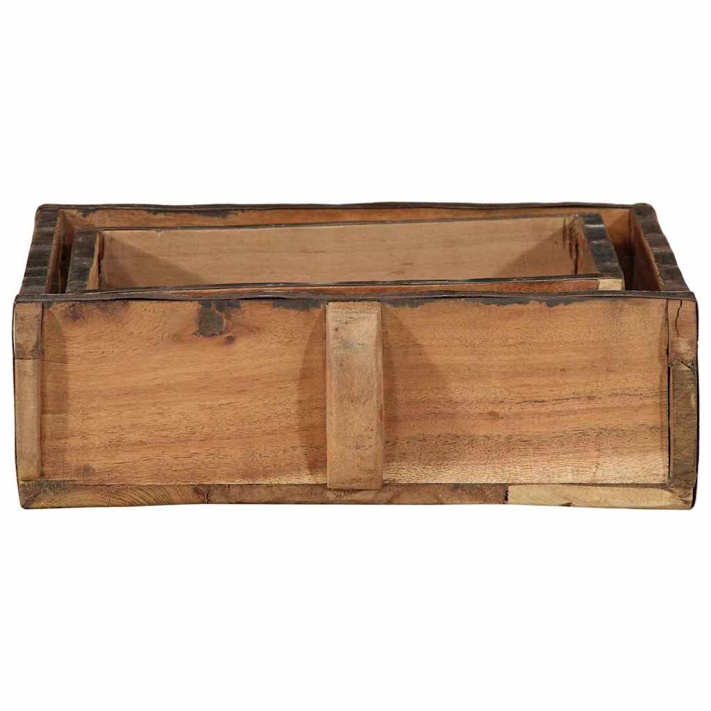 Padėklas 2 pcs Ruda 29 x 31 x 10 cm Kietas atkurtas medis