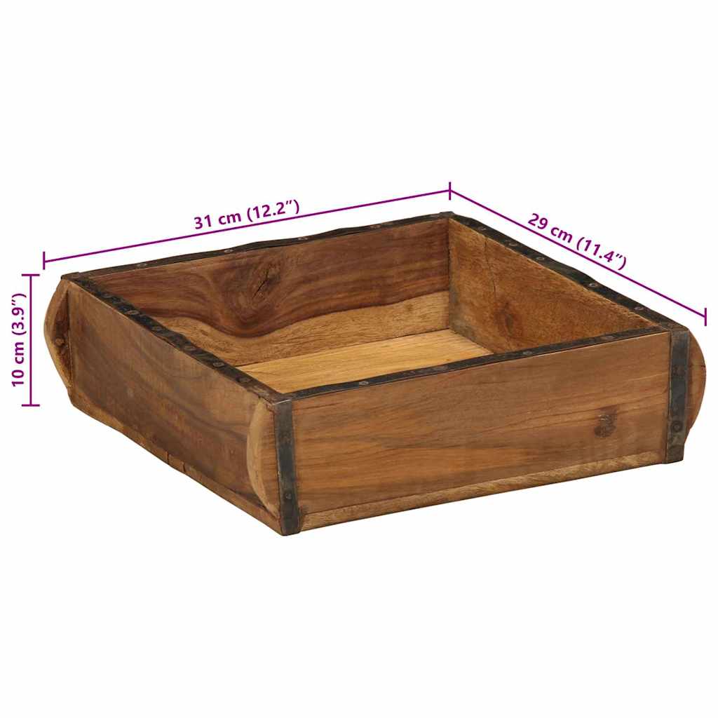 Tray 4 pcs Brown 29 x 31 x 10 cm Solid reclaimed wood