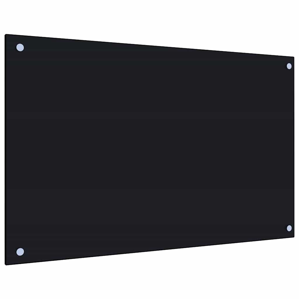 Virtuvės sienelės, 2vnt., juodos, 80x50cm, grūdintas stiklas