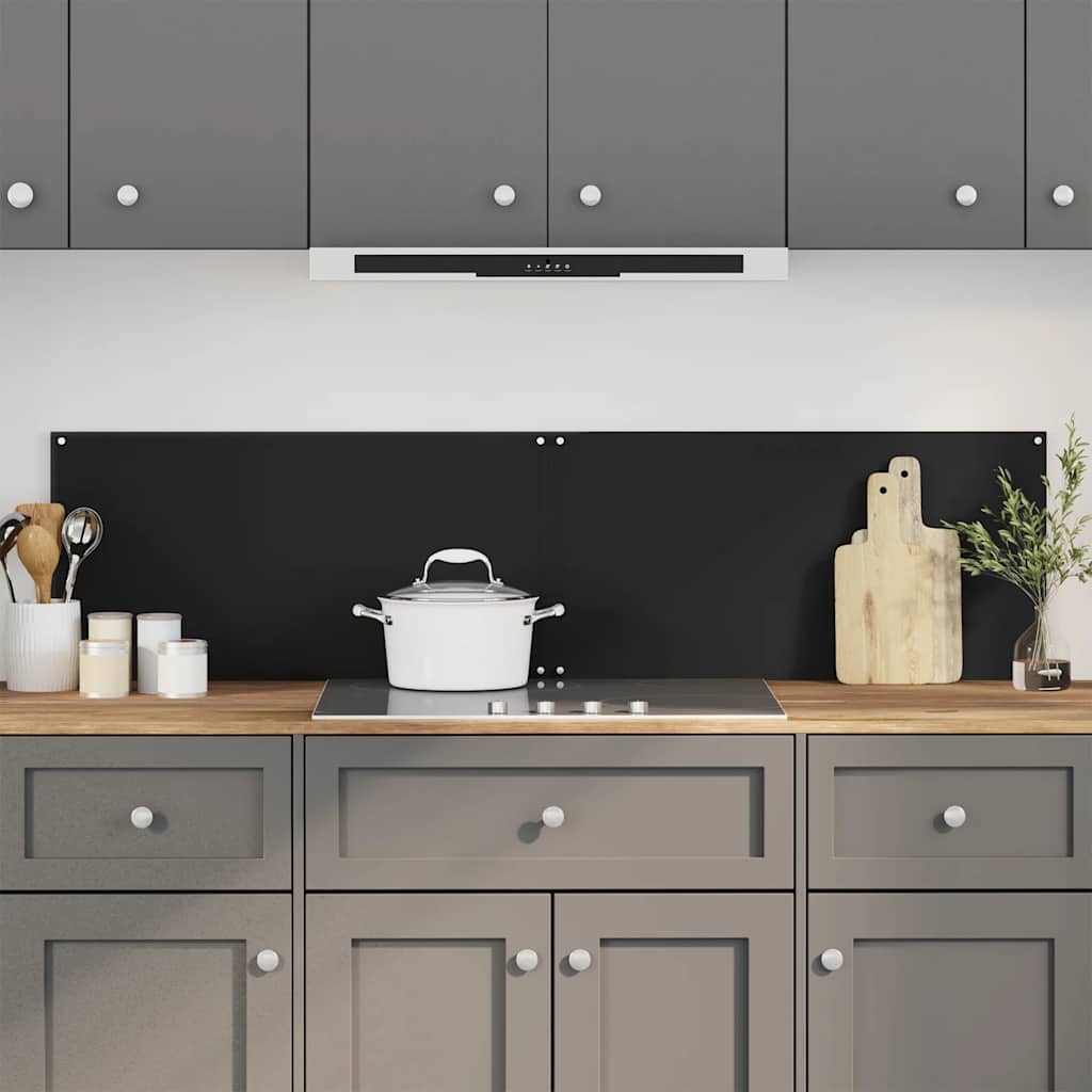 Kitchen backsplashes, 2 pcs., black, 80x60cm, tempered glass