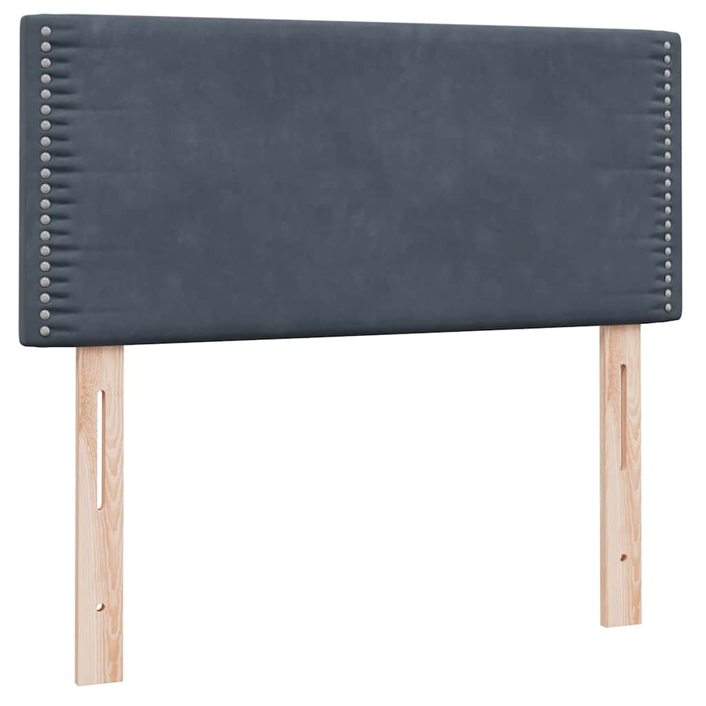 Gulta ar atsperēm un matraci, pelēka, 80x210 cm, samts