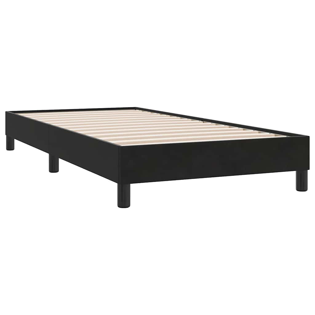 Gulta ar atsperēm un matraci, melna, 80x210cm, samts