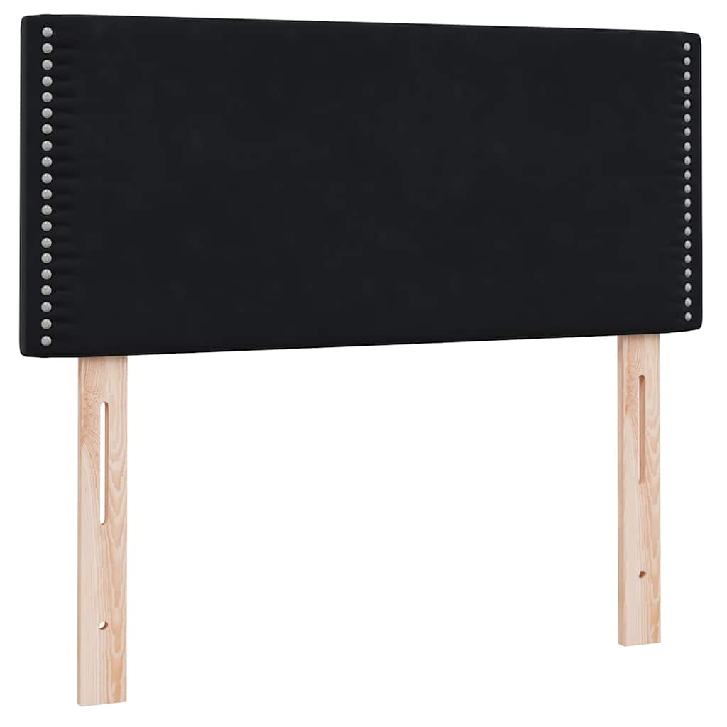 Gulta ar atsperēm un matraci, melna, 80x210cm, samts