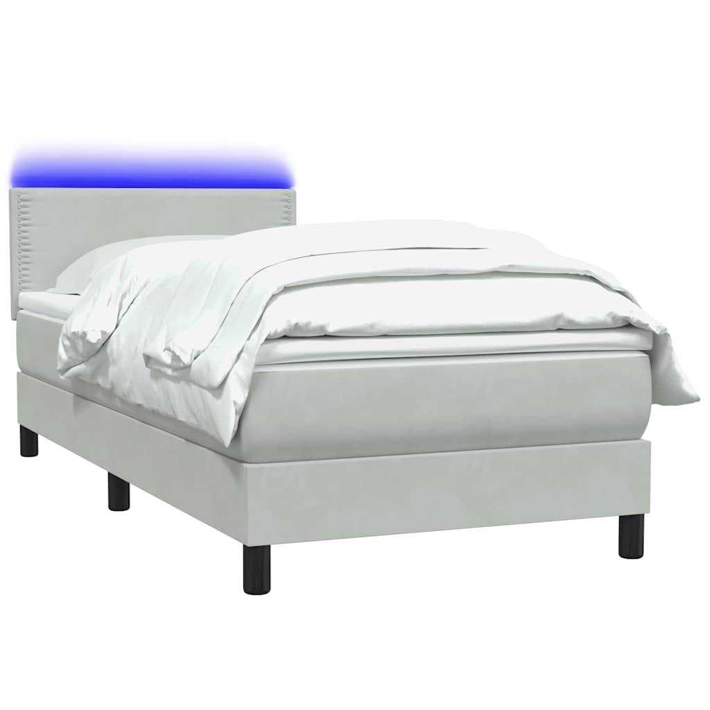 Box Spring gulta ar matraci Gaiši pelēka 90x210 cm Velvet