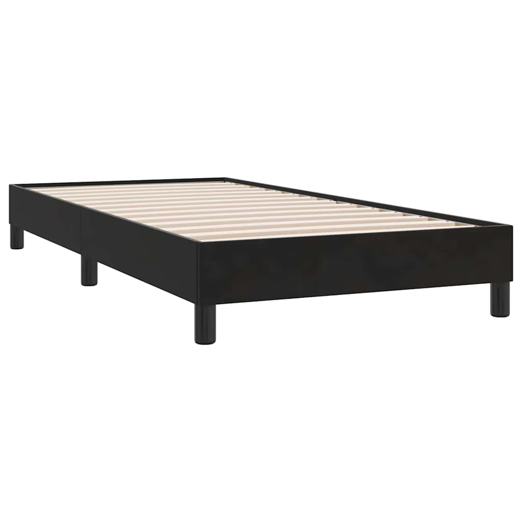 Lova su spyruoklėmis ir čiužiniu, juoda, 90x210 cm, aksomas