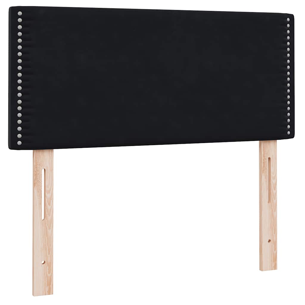 Lova su spyruoklėmis ir čiužiniu, juoda, 90x210 cm, aksomas