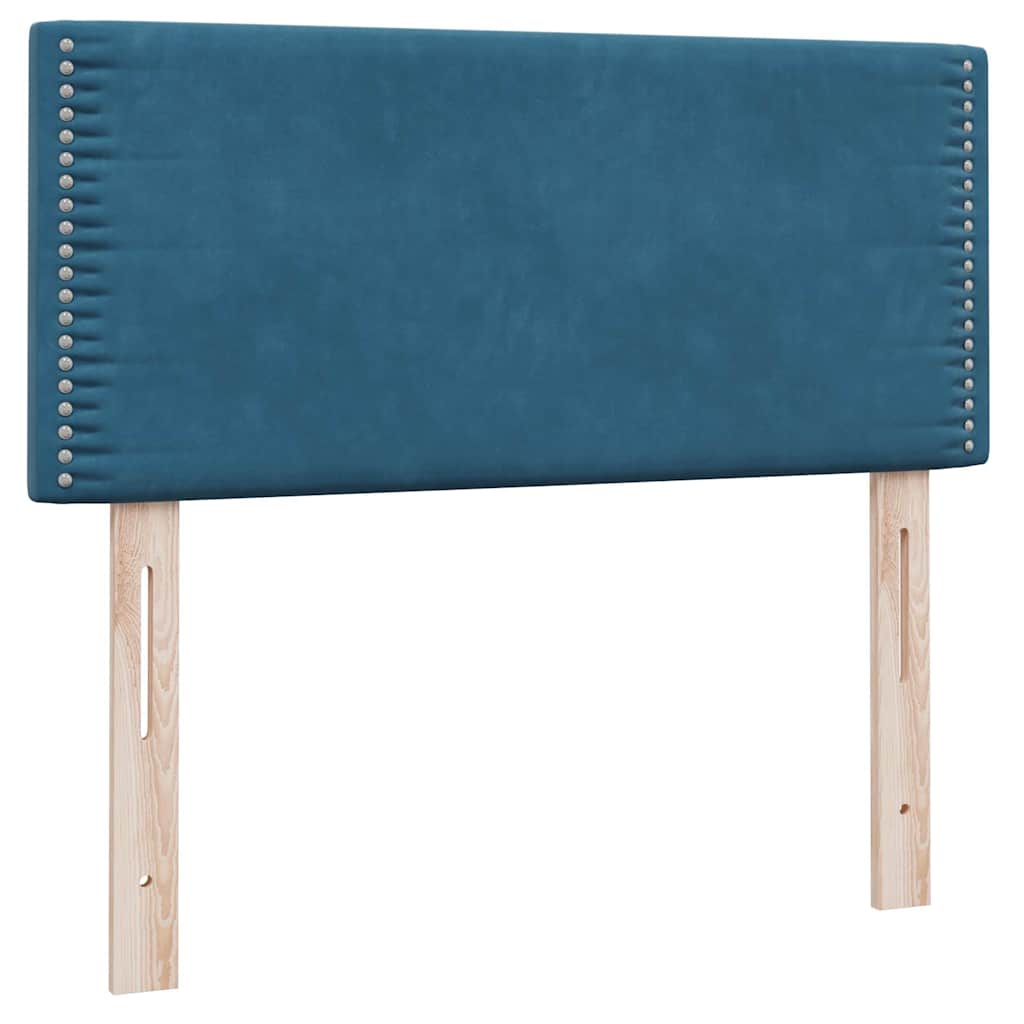 Sprung bed with mattress, blue, 90x220 cm, velvet