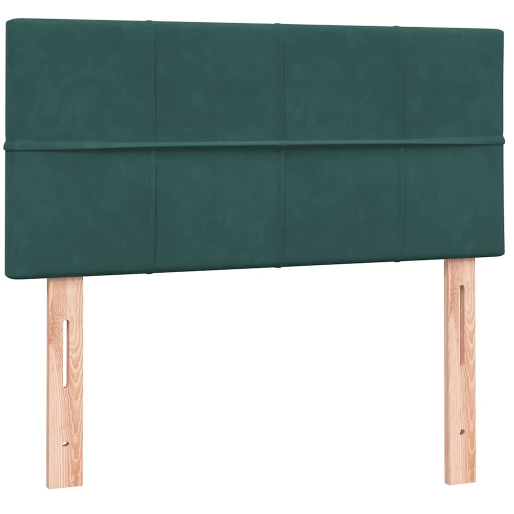 Lova su spyruoklėmis ir čiužiniu tamsiai žalia 80x210cm aksomas
