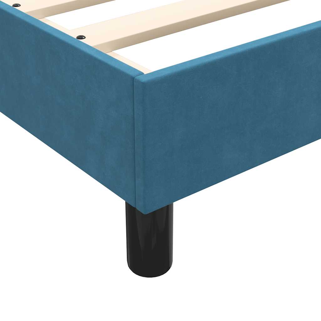 Bed with springs and mattress, blue, 80x210cm, velvet