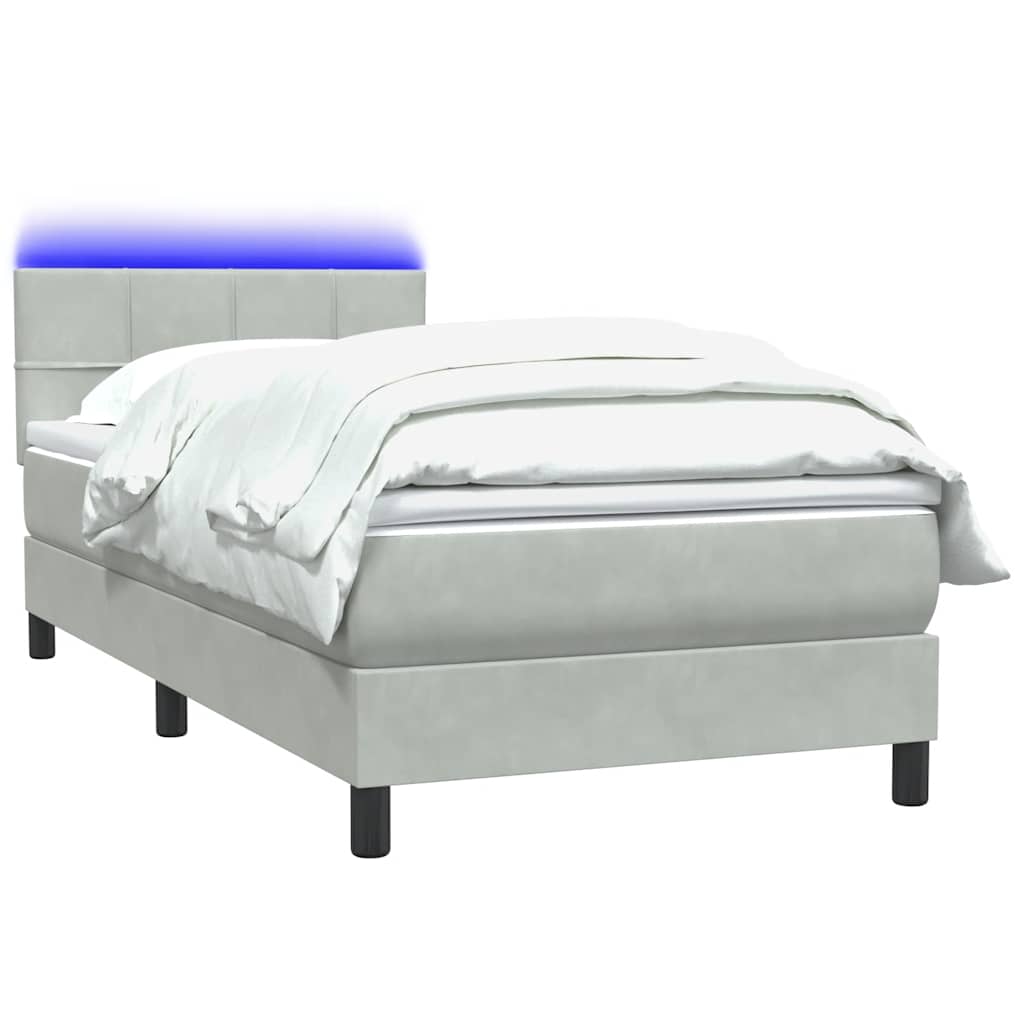 Box Spring Lova su čiužiniu Šviesiai pilka 90x210 cm Velvet