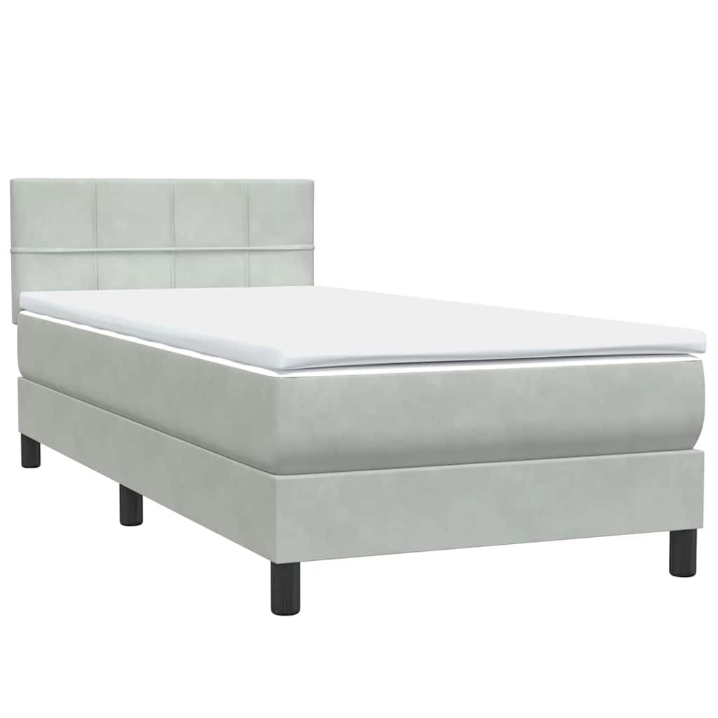 Box Spring Lova su čiužiniu Šviesiai pilka 90x210 cm Velvet