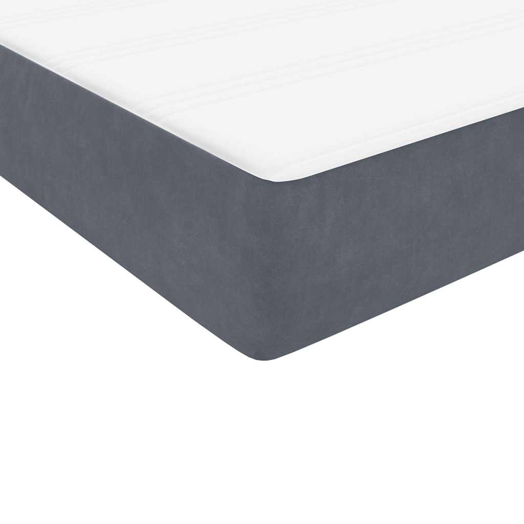 Sprung bed with mattress, grey, 90x210 cm, velvet