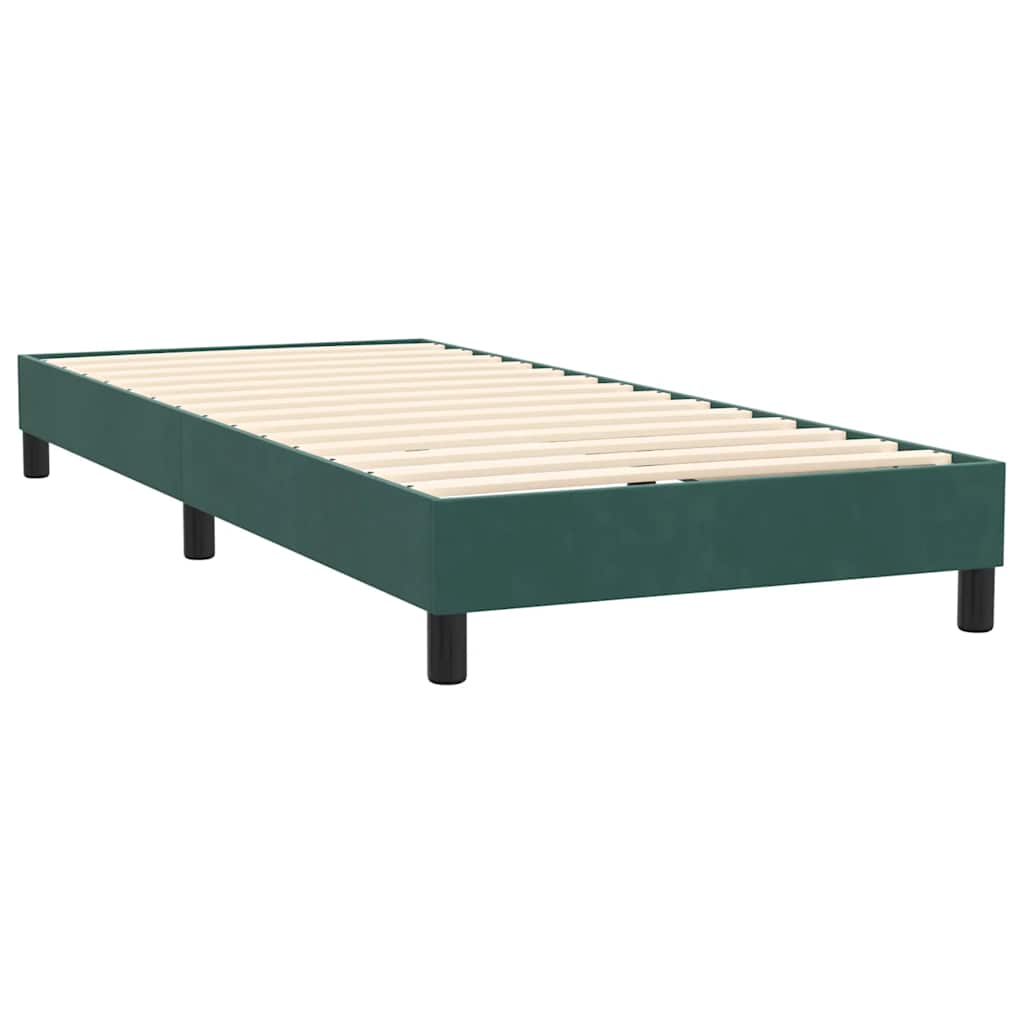 Sprung bed and mattress, green, 100x220 cm, velvet