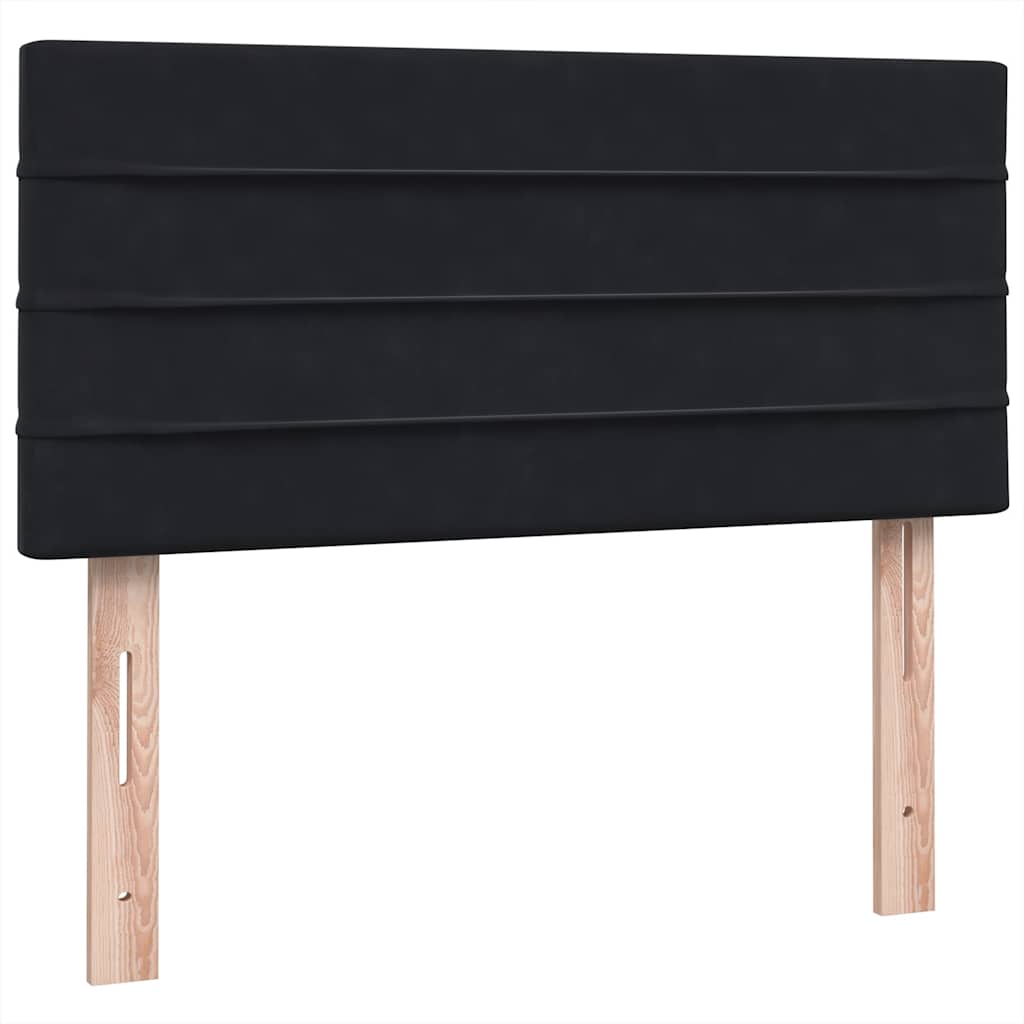 Gulta ar atsperēm un matraci, melna, 80x210cm, samts
