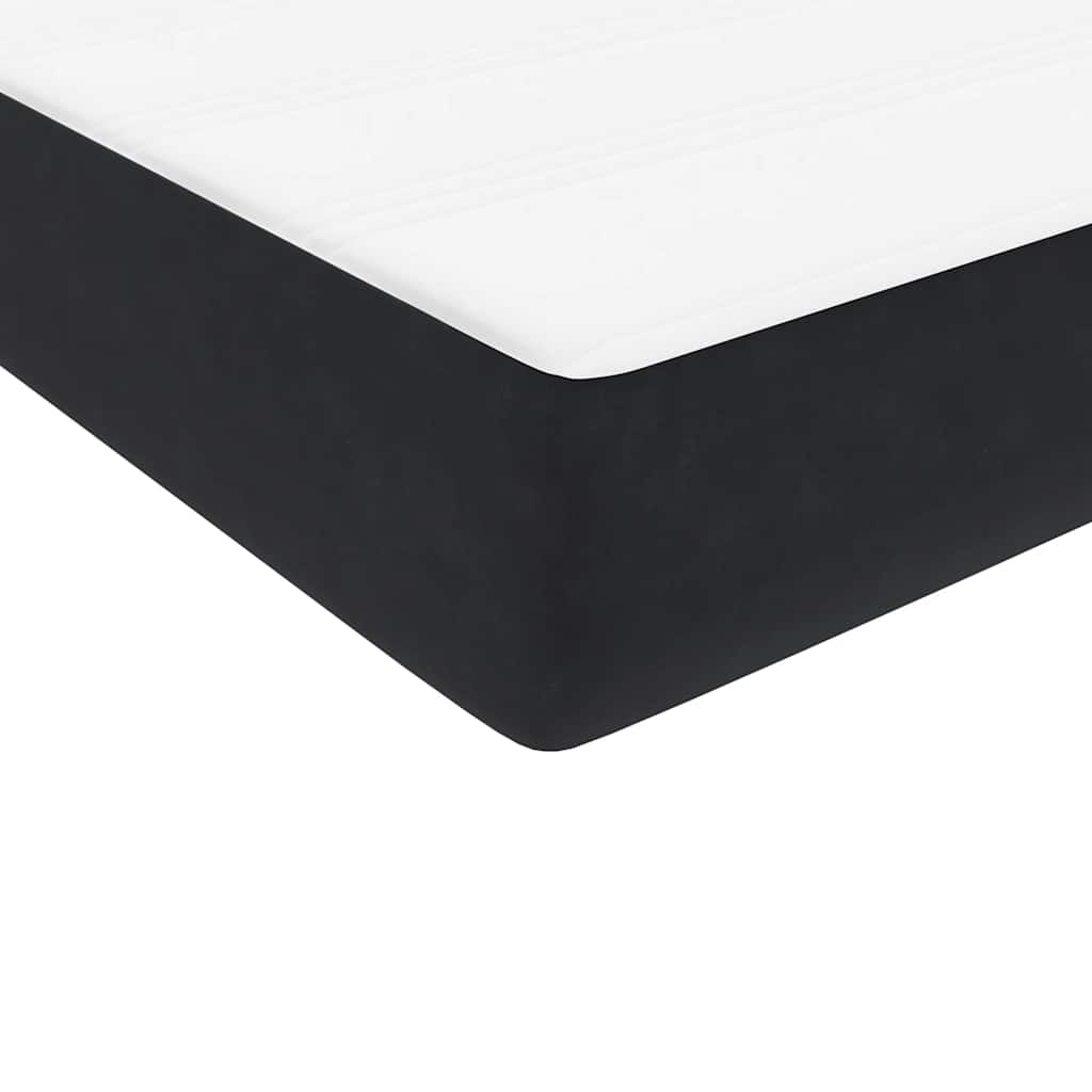 Gulta ar atsperēm un matraci, melna, 80x210cm, samts