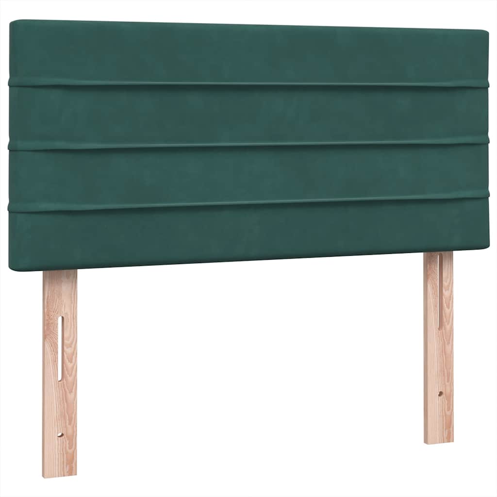 Lova su spyruoklėmis ir čiužiniu tamsiai žalia 80x210cm aksomas