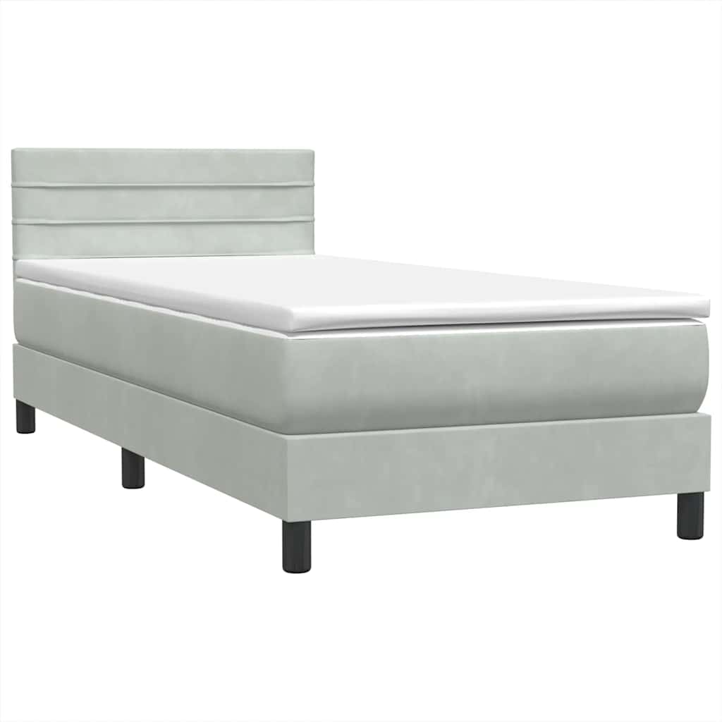 Box Spring Lova su čiužiniu Šviesiai pilka 90x210 cm Velvet