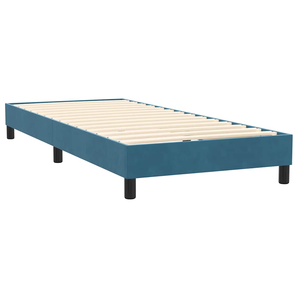 Gulta ar atsperēm un matraci, zila, 80x220cm, samts