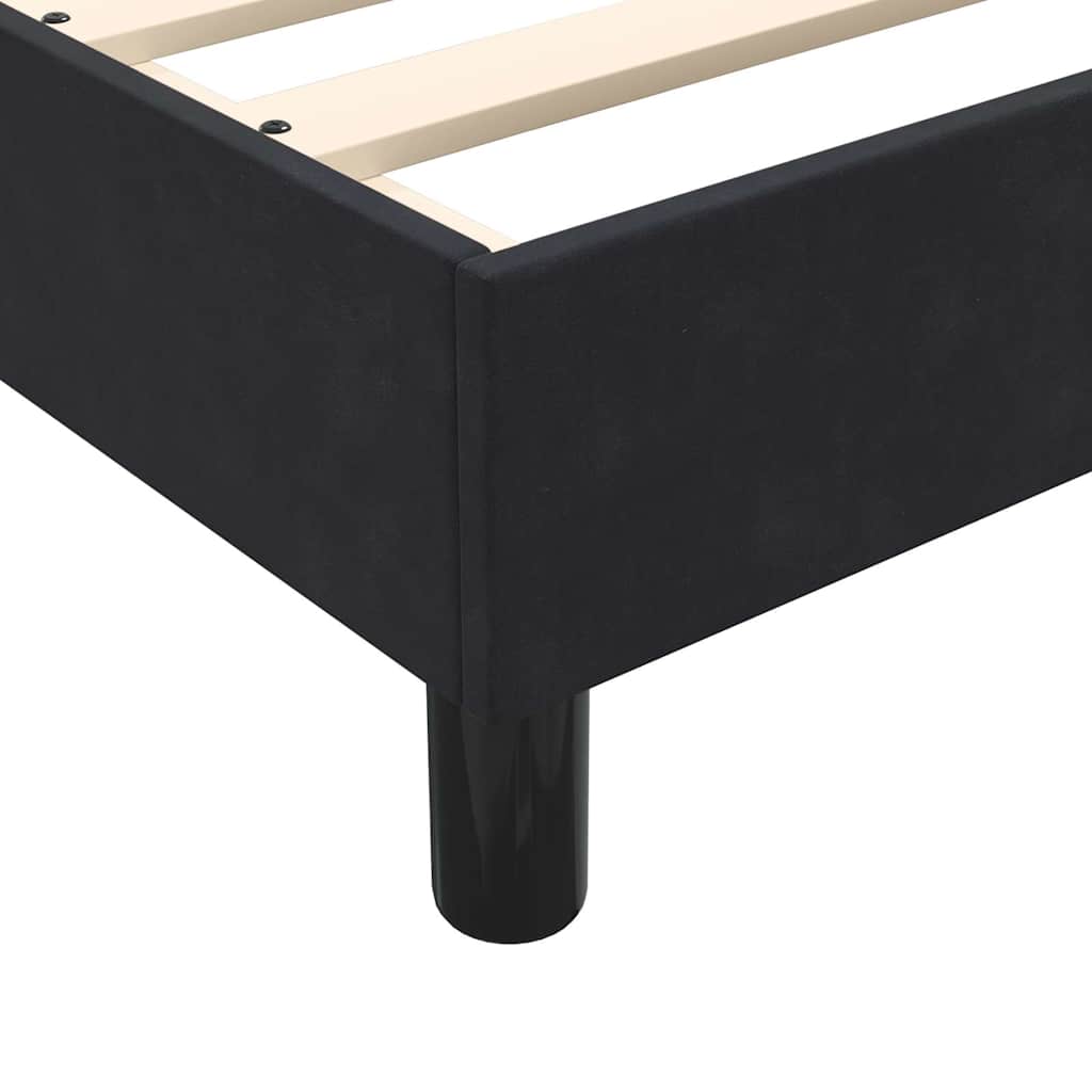 Gulta ar atsperēm un matraci, melna, 80x220 cm, samts