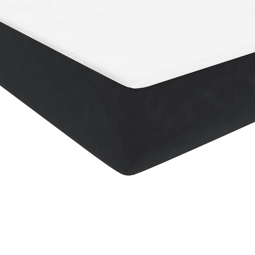 Gulta ar atsperēm un matraci, melna, 80x220 cm, samts