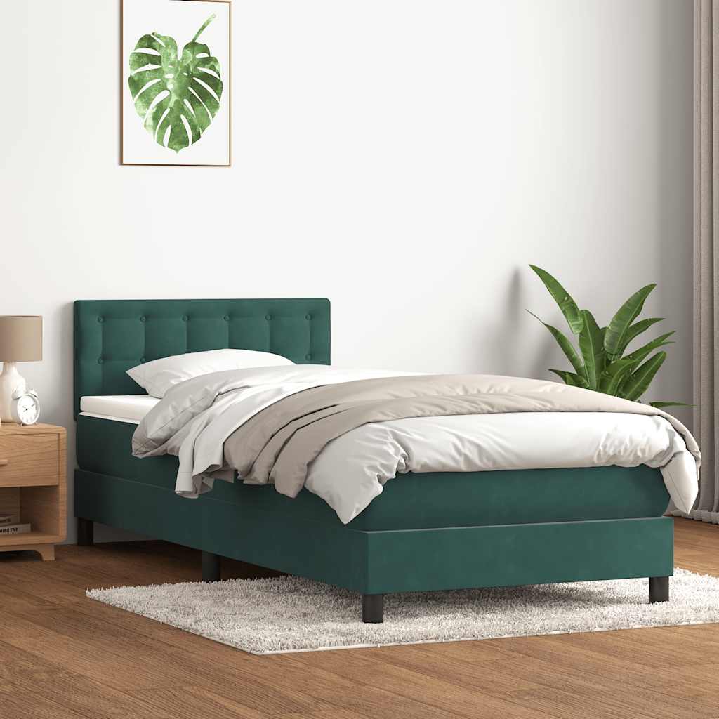 Gulta ar atsperēm un matraci, tumši zaļa 80x210cm samts