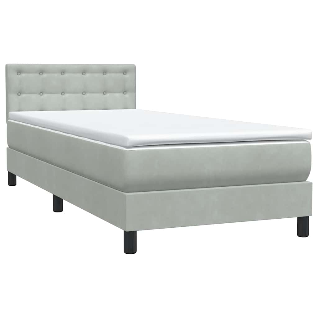 Box Spring Lova su čiužiniu Šviesiai pilka 90x210 cm Velvet