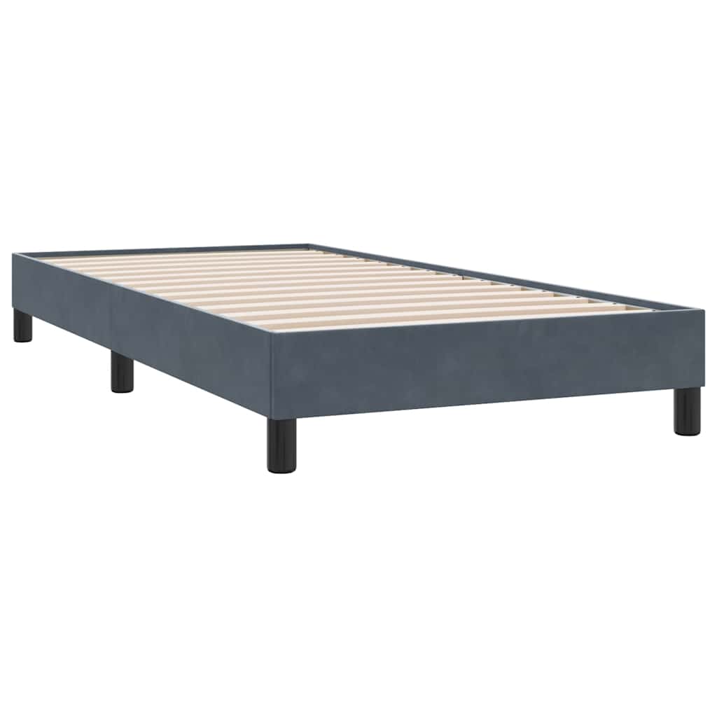 Sprung bed with mattress, grey, 90x210 cm, velvet