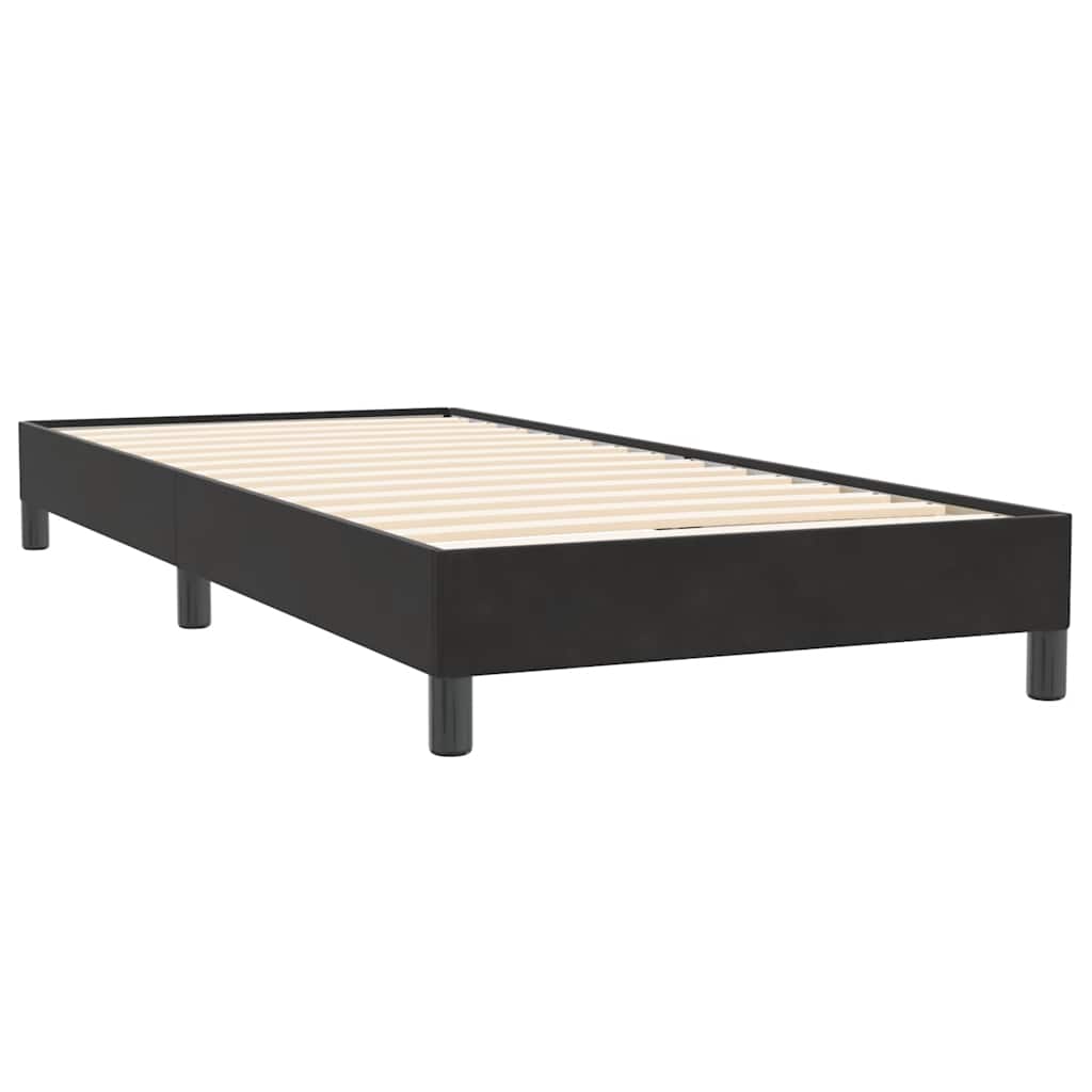 Sprung bed with mattress, black, 80x220 cm, velvet