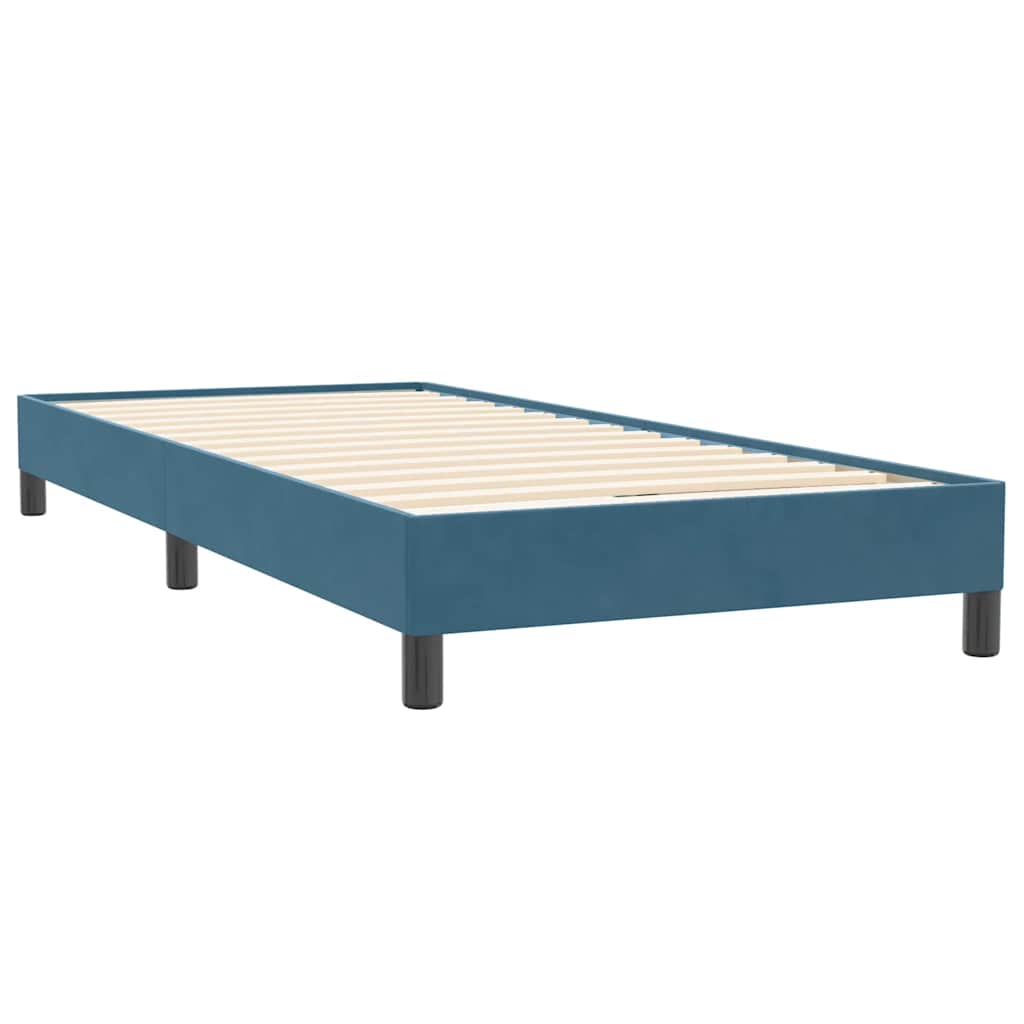 Sprung bed with mattress, blue, 80x220cm, velvet