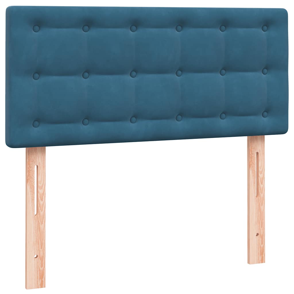Sprung bed with mattress, blue, 80x220cm, velvet