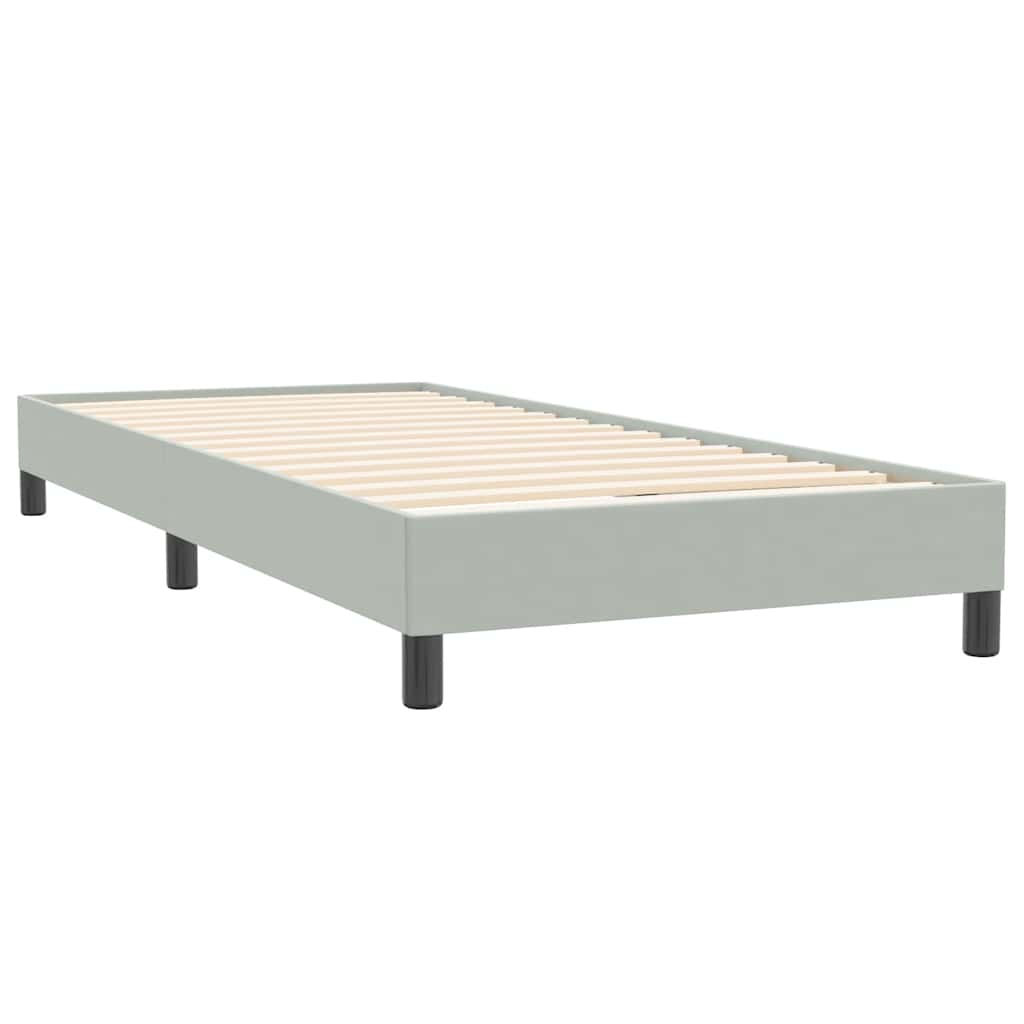 Gulta ar atsperēm un matraci, pelēka, 90x220 cm, samts