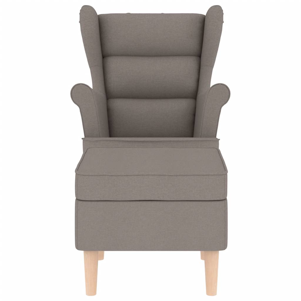Krēsls ar kāju balstu, taupe krāsā, audums