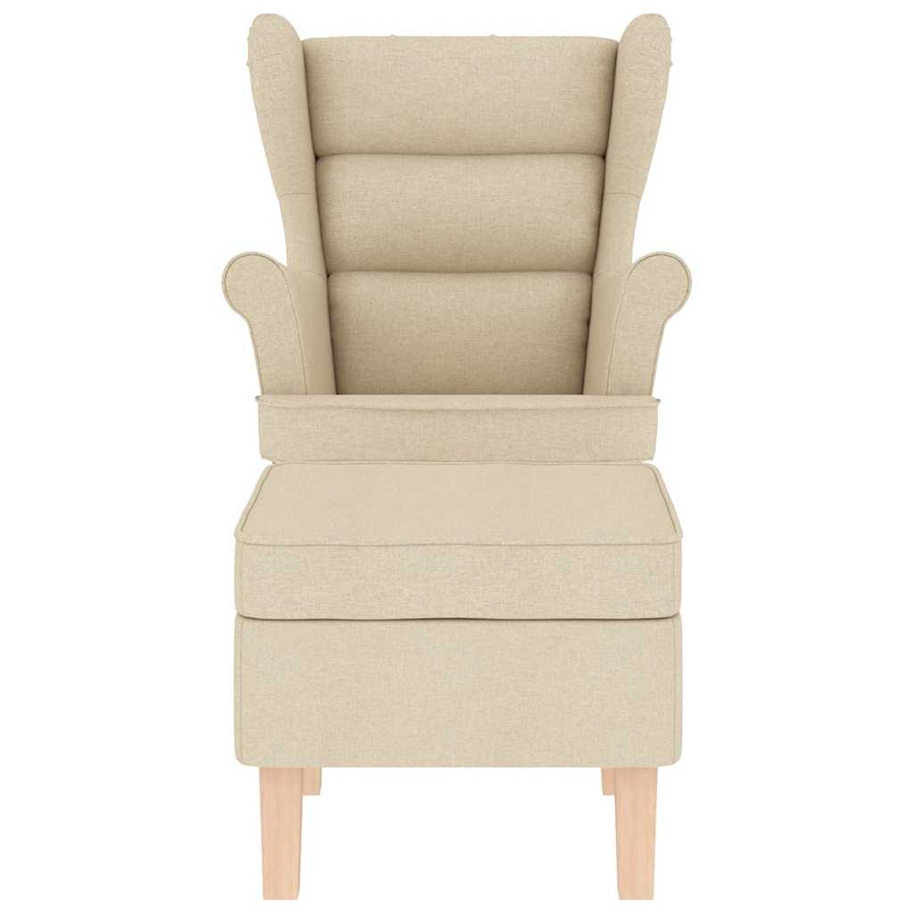 Rocking chair with footrest, cream-colored, fabric