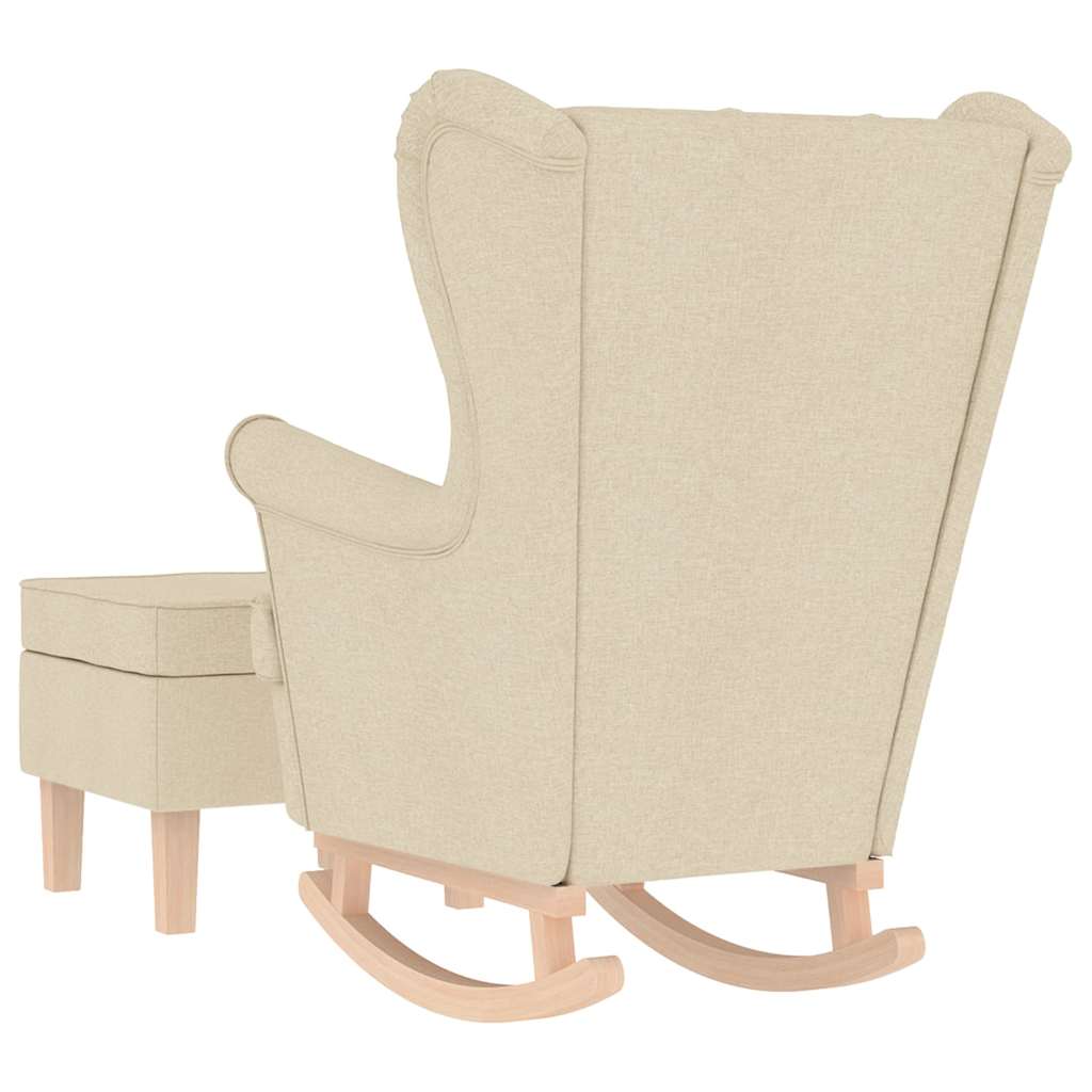 Rocking chair with footrest, cream-colored, fabric