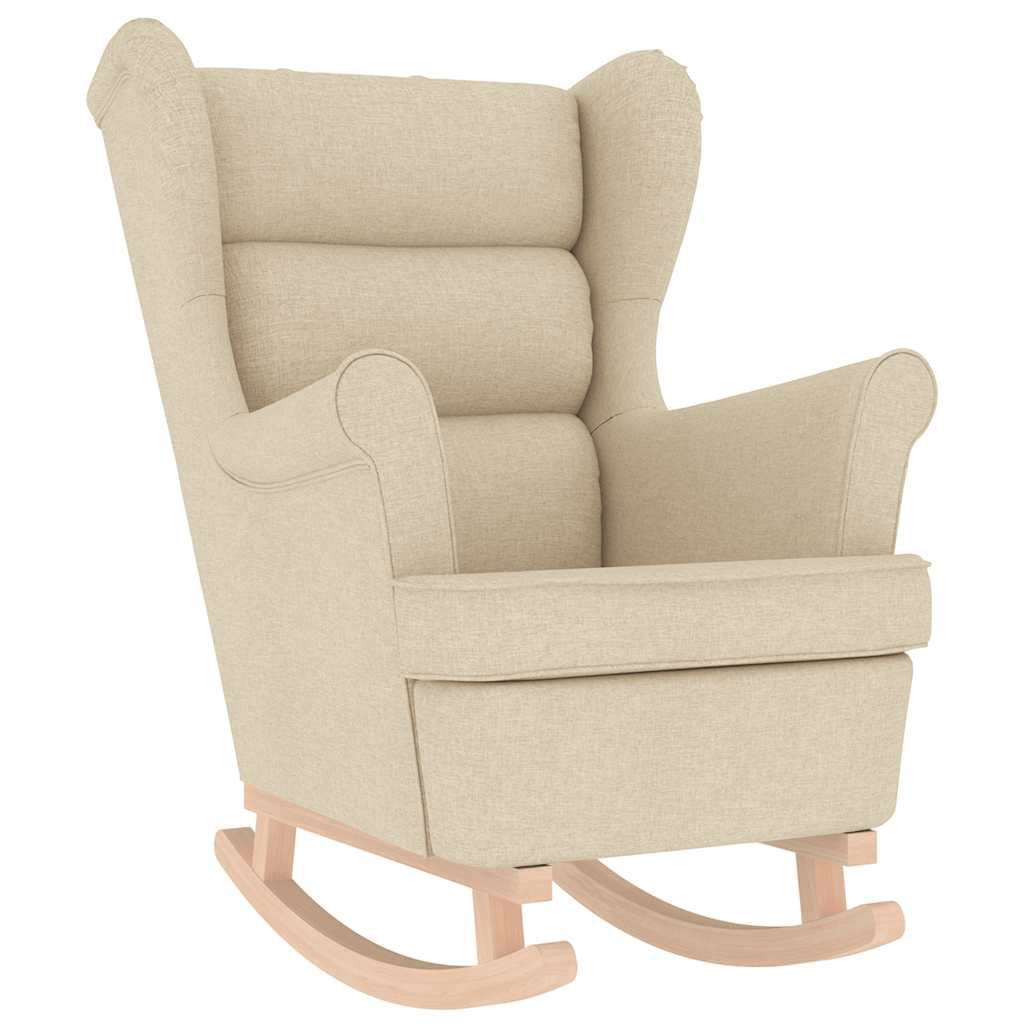 Rocking chair with footrest, cream-colored, fabric