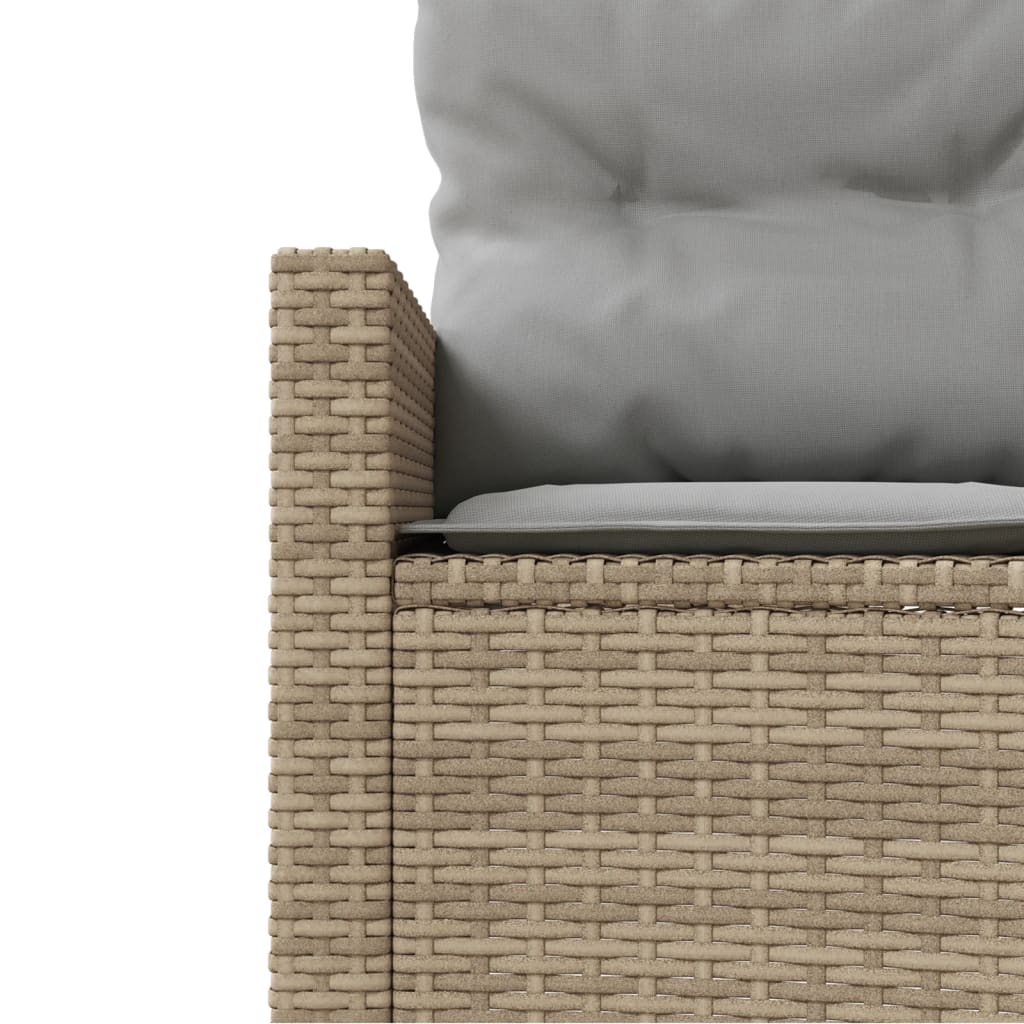 Sodo sofa su stalu/pagalvėlėmis, smėlio, poliratanas, pusapvalė
