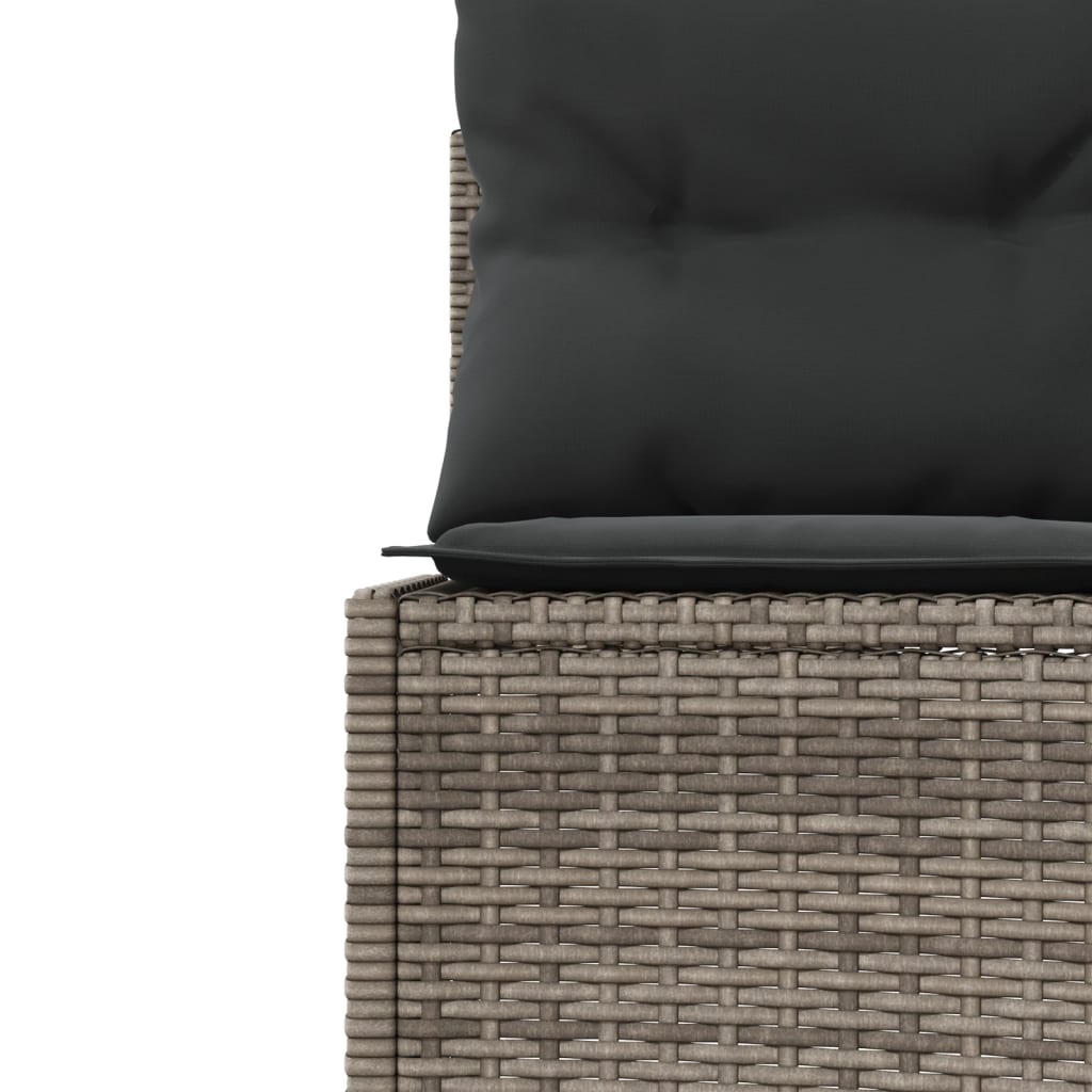 Garden sofa with cushions, gray, poly rattan, round