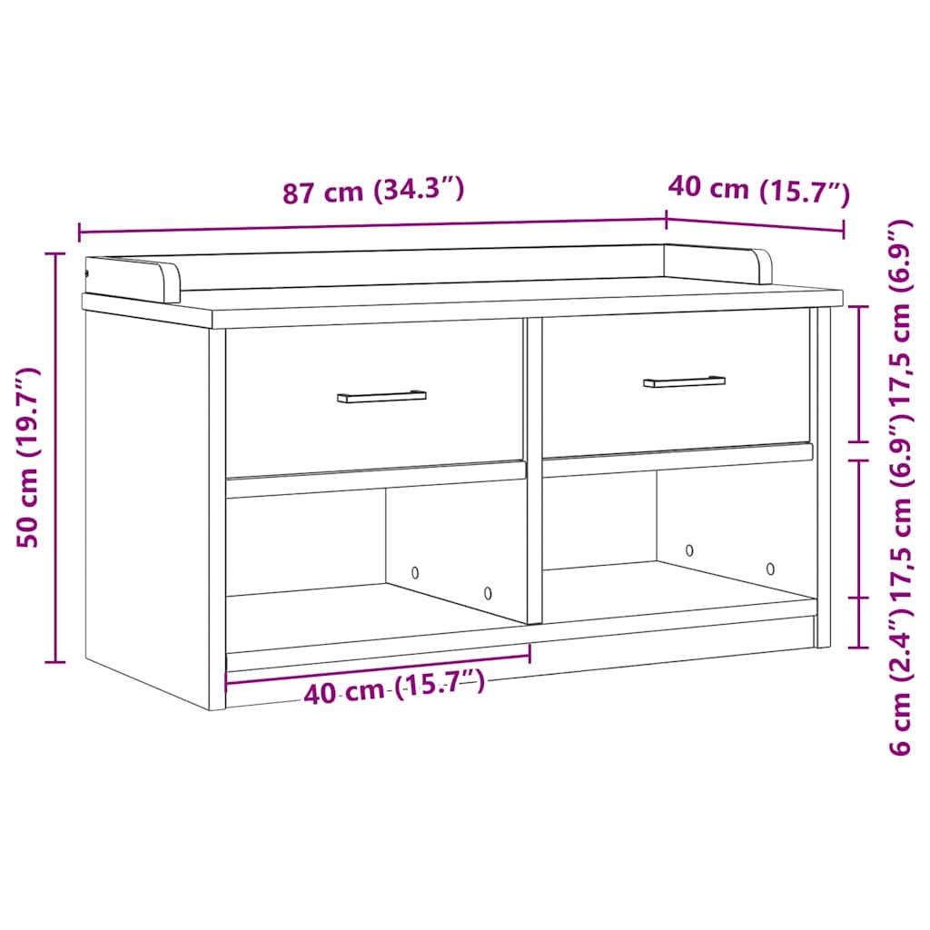 Hallway bench SANDNES 87x40x50 solid pine